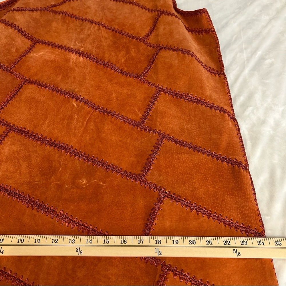 Vintage Jon Lawrence Ltd Orange Patchwork Leather… - image 8